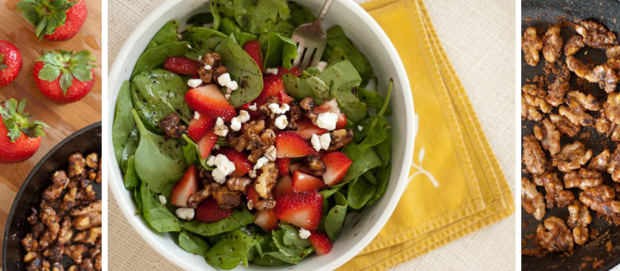 Strawberry Spinach Salad with Sweet and Spicy Walnuts (Image Credit: Cookie + Kate)